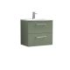 600mm Wall Hung 2 Drawer Vanity & Basin 4 - Nuie ARN824G Green, Green colour ,image 1