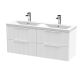 1200mm Wall Hung 4 Drawer Vanity & Double Basin - Hudson Reed DFF193F White, White colour ,image 1