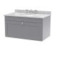 800mm Wall Hung 1 Drawer Vanity & Marble Top 3TH - Nuie CLC296GR3 Grey, Grey colour ,image 1