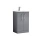 500mm Floor Standing 2 Door Vanity & Basin 4 - Nuie ARN2201G Grey, Grey colour ,image 1