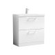 800mm Floor Standing 2 Drawer Vanity & Basin 3 - Nuie ARN135D White, White colour ,image 1