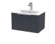 600mm Wall Hung Single Drawer Vanity & Basin 2 - Hudson Reed DFF1494B Black, Black colour ,image 1