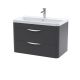 800mm Wall Hung 2 Drawer Vanity & Ceramic Basin - Nuie FPA1405A Black, Black colour ,image 1