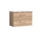 800mm Wall Hung 2-Drawer Vanity & Laminate Worktop - Nuie ARN3026LCM Oak, Oak colour ,image 1