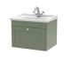 600mm Wall Hung 1 Drawer Vanity & Basin 1TH - Nuie CLC894F Green, Green colour ,image 1