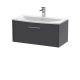 800mm Wall Hung Single Drawer Vanity & Basin 4 - Hudson Reed JNU2225G Grey, Grey colour ,image 1