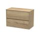 800mm Wall Hung 2 Drawer Unit & Worktop - Nuie HAV806W Oak, Oak colour ,image 1