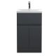 500mm Floor Standing 2 Door/Drawer Vanity & Basin 1 - Hudson Reed URB1401A Black, Black colour ,image 1