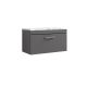 800 Wall Hung Single Drawer Unit & Laminate Worktop - Nuie ATH080LCM Grey, Grey colour ,image 1