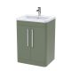 600mm Floor Standing 2 Door Vanity & Ceramic Basin - Nuie FPA810A Green, Green colour ,image 1