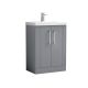 600mm Floor Standing 2 Door Vanity & Basin 3 - Nuie DPF225D Grey