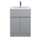 600mm Floor Standing 2 Door/Drawer Vanity Unit & Basin 4 - Hudson Reed URB203G Satin Grey, Grey colour ,image 1