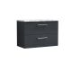 800mm Wall Hung 2-Drawer Vanity & Laminate Worktop - Nuie ARN1426LCM Black, Black colour ,image 1