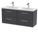 1200mm Wall Hung 4 Drawer Vanity & Double Basin - Hudson Reed JNU2224F Grey, Grey colour ,image 1