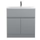800mm Floor Standing 2-Door Vanity Unit & Basin 1 - Hudson Reed URB205A Satin Grey, Grey colour ,image 1