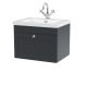 600mm Wall Hung 1-Drawer Vanity with Basin - 1 Tap Hole - Nuie CLC1494L Black, Black colour ,image 1