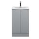 500mm Floor Standing 2 Door Vanity Unit & Basin 4 - Hudson Reed URB207G Satin Grey, Grey colour ,image 1
