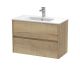 800mm Wall Hung 2 Drawer Unit & Basin 2 - Nuie HAV806B Oak, Oak colour ,image 1