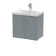 600mm Wall Hung 2 Door Vanity & Basin 3 - Hudson Reed JNU2323D Grey, Grey colour ,image 1