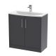 800mm Floor Standing 2 Door Vanity & Basin 4 - Hudson Reed JNU2205G Grey, Grey colour ,image 1