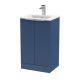 500mm Floor Standing 2 Door Vanity & Basin 2 - Hudson Reed DFF323B Blue, Blue colour ,image 1