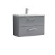 800mm Wall Hung 2 Drawer Vanity & Basin 3 - Nuie ARN2226D Grey