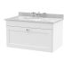 800mm Wall Hung 1 Drawer Vanity & Marble Top 3TH - Nuie CLC196GR3 White, White colour ,image 1