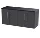 1200 Wall Hung 4-Door Vanity & Laminate Worktop - Hudson Reed JNU2223LSB2 Grey, Grey colour ,image 1