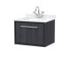 600mm Wall Hung Single Drawer Vanity with Marble Worktop Basin - Hudson Reed LIL2222WS1 Grey, Grey colour ,image 1