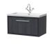 800mm Wall Hung Single Drawer Vanity with Basin - 1 Tap Hole - Hudson Reed LIL2225L Grey, Grey colour ,image 1