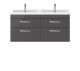 1200mm Wall Hung Cabinet With Double Ceramic Basin - Nuie ATH078F Gloss Grey, Grey colour ,image 1