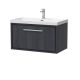 800mm Wall Hung Single Drawer Vanity with Basin - 1 Tap Hole - Hudson Reed LIL2225E Grey, Grey colour ,image 1