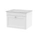 600mm Wall Hung 1-Drawer Vanity with Marble Top - Nuie CLC194GMT White
