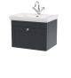 600mm Wall Hung 1-Drawer Vanity & Basin 1TH - Nuie CLC1494A Black, Black colour ,image 1