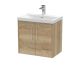 600mm Wall Hung 2 Door Vanity & Basin 3 - Hudson Reed JNU1823D Oak, Oak colour ,image 1