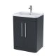 600mm Floor Standing 2 Door Vanity & Polymarble Basin - Nuie FPA1410 Black, Black colour ,image 1