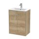 600mm Floor Standing 2 Door Vanity & Basin 2 - Hudson Reed JNU1803B Oak, Oak colour ,image 1