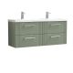 1200mm Wall Hung 4 Drawer Vanity & Double Basin - Nuie DPF893F Green, Green colour ,image 1