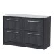 1200mm Floor Standing 4-Drawer Vanity with Marble Worktop - Hudson Reed LIL2233GMT2 Grey, Grey colour ,image 1