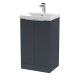 500mm Floor Standing 2 Door Vanity & Basin 3 - Hudson Reed DFF1423D Black, Black colour ,image 1