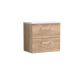 600mm Wall Hung 2-Drawer Vanity & Laminate Worktop - Nuie ARN3024LSW Oak, Oak colour ,image 1
