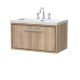 800mm Wall Hung Single Drawer Vanity with Basin - 3 Tap Hole - Hudson Reed LIL3025M Oak, Oak colour ,image 1
