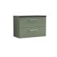 800mm Wall Hung 2 Drawer Vanity & Laminate Top - Nuie ARN826LSB Green, Green colour ,image 1