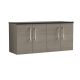 1200mm Wall Hung 4-Door Vanity & Laminate Worktop - Nuie ARN2523LSB2 Oak