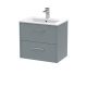 600mm Wall Hung 2 Drawer Vanity & Basin 2 - Hudson Reed JNU2324B Grey, Grey colour ,image 1