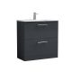 800mm Floor Standing 2 Drawer Vanity & Basin 2 - Nuie ARN1435B Black, Black colour ,image 1