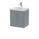 500mm Wall Hung 2 Door Vanity & Basin 3 - Hudson Reed JNU2321D Grey, Grey colour ,image 1