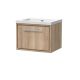 600mm Wall Hung Single Drawer Vanity with Basin - 0 Tap Hole - Hudson Reed LIL3022K Oak, Oak colour ,image 1