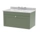800mm Wall Hung 1 Drawer Vanity & Marble Top 3TH - Nuie CLC896GR3 Green, Green colour ,image 1
