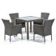 Oasis Glass Top Table and 4 Stacking Chairs - 4 Seat Grey Rattan Dining Set